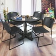 thumbnail image 2 of Kobe 48in. Round Breakroom Table- Grey & 4 Zeng Stack Chairs- Black, 2 of 8