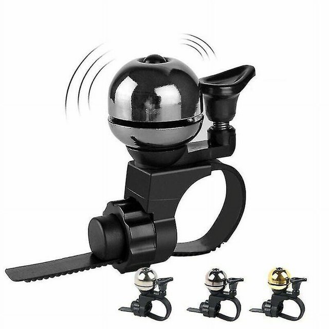 Timbre de cobre para bicicleta, resistente al agua, con resorte para presionar el manillar, alarma para ciclismo, color negro