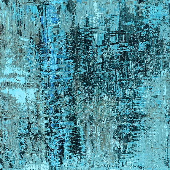 Ahgly Company Indoor Square Oriental Light Blue Industrial Area Rugs, 8' Square