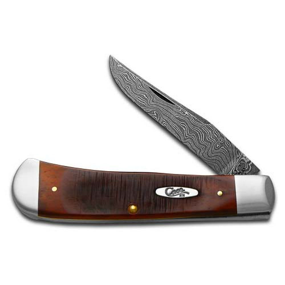 Case xx Sawcut Chestnut Bone Carbon Damascus Steel Backpocket 1/500