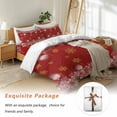 thumbnail image 7 of Pink Christmas Bedding Duvet Cover Set Full Size 4 Pieces Balls Poinsettia Floral Winter Snowflake Red Bedding Set with Zipper Closure, 1 Comforter Cover 86x86 Inches 1 Flat Sheet & 2 Pillow Cases, 7 of 7