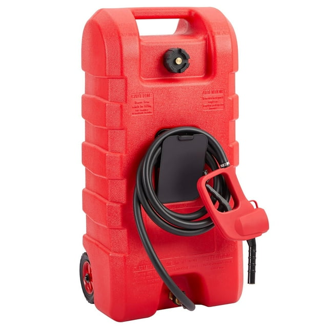 Garvee Réservoir de Carburant à Essence Portable de 15 Gallons avec Roues et Buse de Transfert Manuelle pour Essence, Diesel, Bateau, VTT et Moto, Rouge