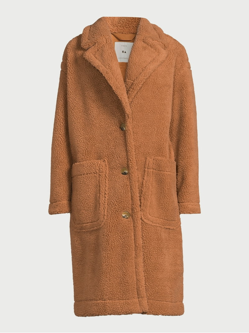 Free Assembly Women's Oversized Teddy Coat, Sizes XS-XXXL