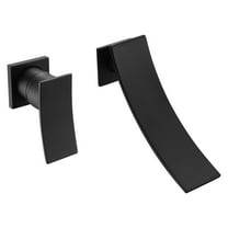 Products sumerain Wall Mount Black Bathroom Faucet Waterfall Faucet for Bathroom Sink, Single Left-Handed Handle