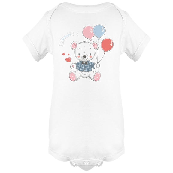 White Bear Toy With Balloons Bodysuit Infant -Image by Shutterstock, Newborn
