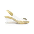 thumbnail image 4 of BLISSFUL STEP Women's Shoes Clear Wedge Heels Rhinestone Peep Toe Slingback Transparent Shoes Gold 8, 4 of 8