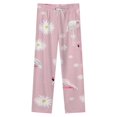 thumbnail image 4 of Flamingo Floral Pink Pattern Winter Female Pants Flannel High Waist Women Pants Lady Warm Straight Leg Plush Trousers, 4 of 7