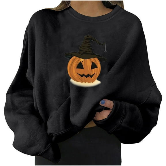 Ichuanyi Womens Fall Tops, Halloween Fashion Women's Casual Long Sleeve Printed Ladies Sweatshirts Tops