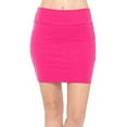 thumbnail image 2 of Kcocoo Women Lady's Solid High Waist Classic Simple Stretchy Tube Pencil Mini Skirt Polyester Hot Pink S, 2 of 5