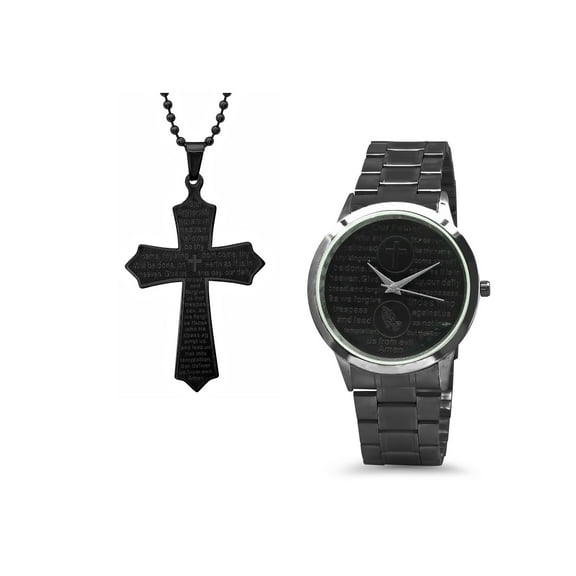 Gunmetal Watch/ Pendant Chain Set