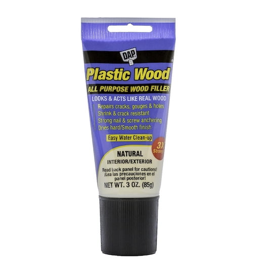 DAP Plastic Wood Latex Wood Filler, 3 oz, Natural Squeeze Tube