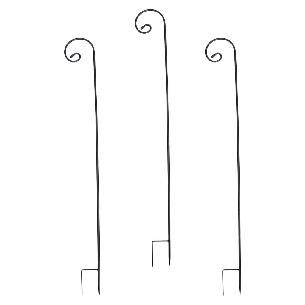 LULULION 3Pcs Iron Hook Bird Feeder Stand Outside Sturdy Black Weather Resistant Garden