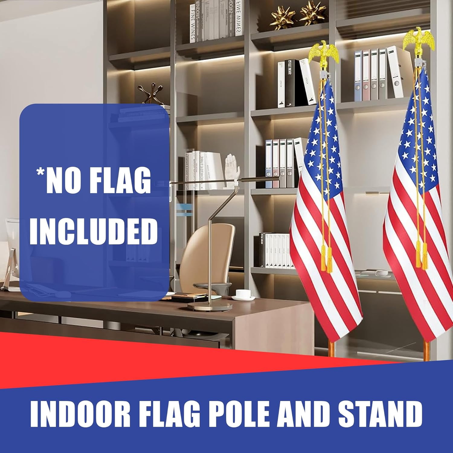 Indoor Flagpole Kit - NO FLAG - 7ft Pole -Metal Eagle