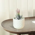 thumbnail image 1 of Plastic Flower Vase | Imitation Glazed Finish | Decorative Flower Pot for Living Room Cabinet | Dried Flower Display | Navy White Orange | 9.7x8.5x7.6cm | Versatile Home Decor, 1 of 6