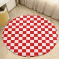 thumbnail image 2 of Small Red White Check Motorsport Race Flag Checkered Round Area Rugs for Bedroom Living Room, 3FT Soft Comfy Indoor Circle Carpets, Carpet Home Decor Floor Mat, 2 of 6