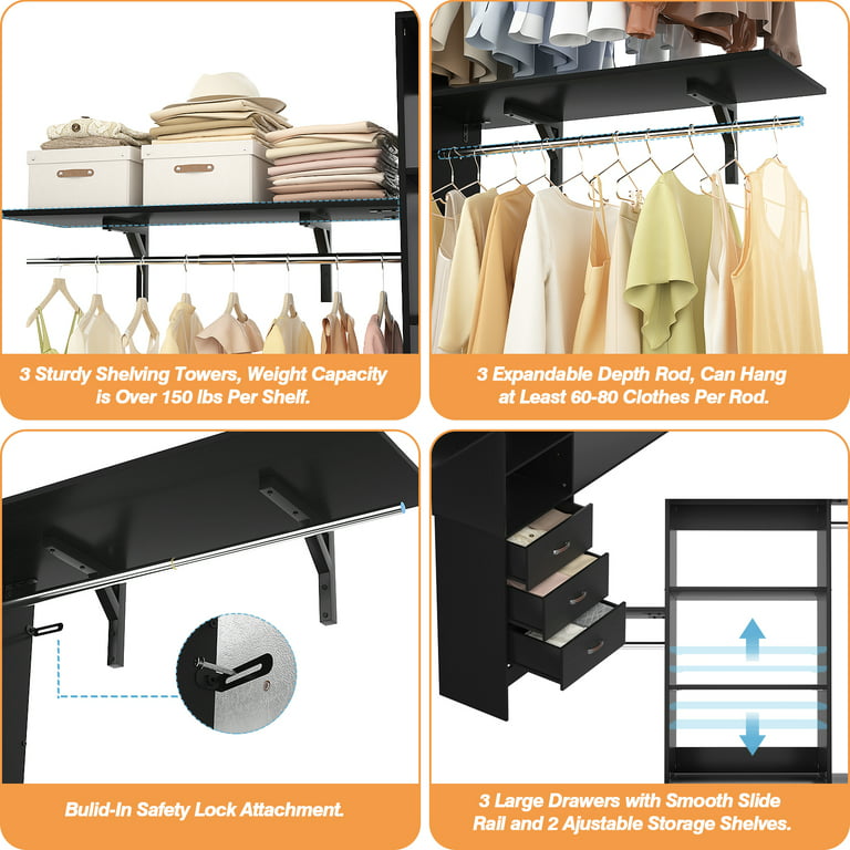 3-Tier Sliding Closet Organizers and Drawer Storage Shelves