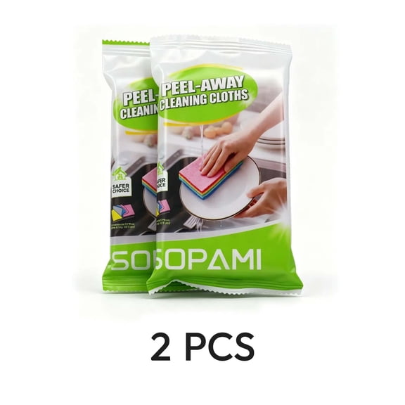 SOPAMI 12-Layer Peelable Cleaning Cloths, PVA & Microfiber Sponge Wipes, Super Absorbent, Reusable, Streak-Free, Non-Scratch Household Cleaning Towels for Kitchen, Bathroom, Glass & Multi-Surface Use