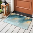 thumbnail image 4 of 2x3 Ft Entryway Area Rug, Turquoise Gold Kitchen Rug Runner Washable Floor Mat, Modern Abstract Teal Geometric Non Slip Indoor Door Mat Throw Carpet for Bathroom Living Room Bedroom, 4 of 8