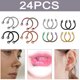 thumbnail image 3 of 24 piezas de anillos de nariz circulares de acero inoxidable con forma de herradura, 4 colores, piercing para el tabique nasal, diámetro de 6 a 10 mm, pendiente para cejas, aro para labio, 3 of 5