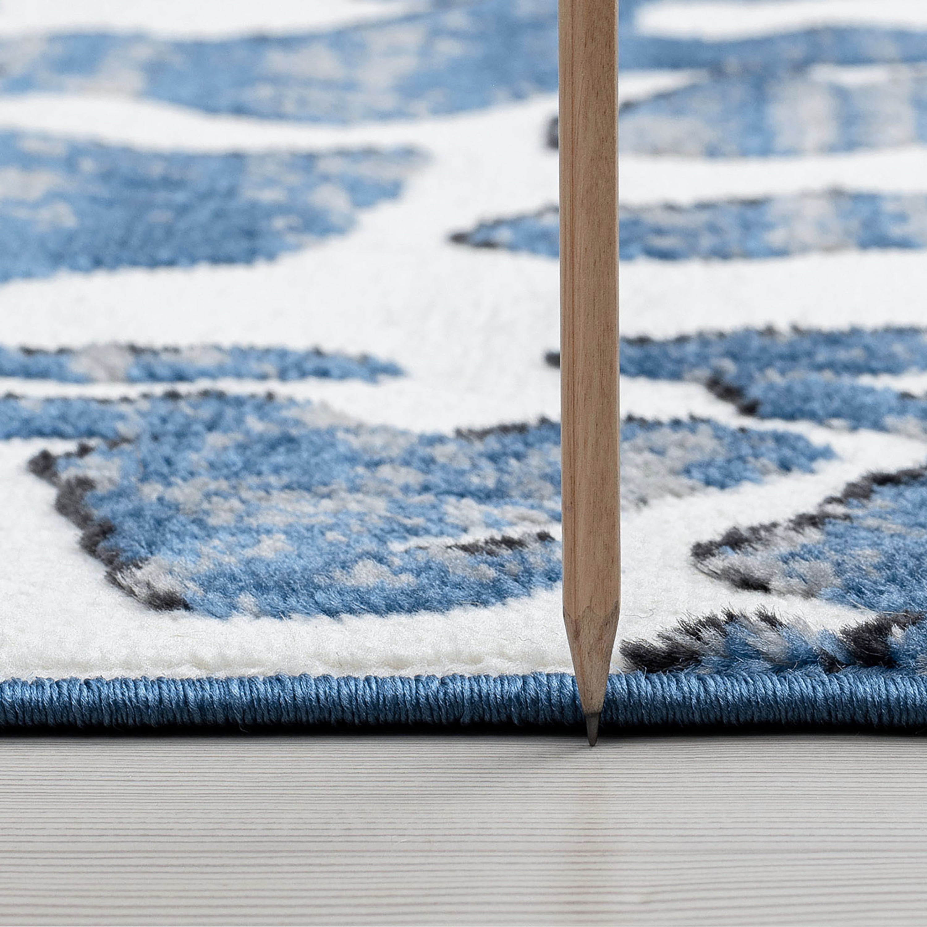 Contemporary 8x10 Area Rug (7'11'' x 10'3'') Abstract Blue, White Living Room Easy to Clean
