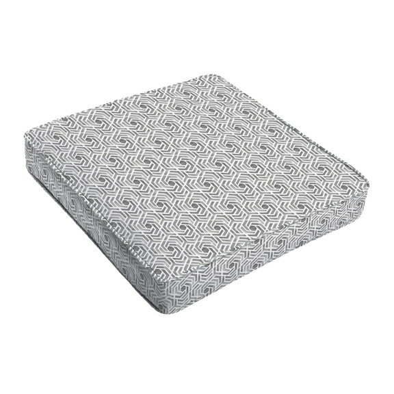 Sorra Home Grey and White Geometric Indoor/Outdoor Cushion, Corded
