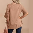 thumbnail image 5 of Oversized Ribbed Tops for Women Round Neck 3/4 Sleeve Trendy Casual Loose Fit Basic T-Shirts Pullovers Solid Blouses Khaki,S, 5 of 6