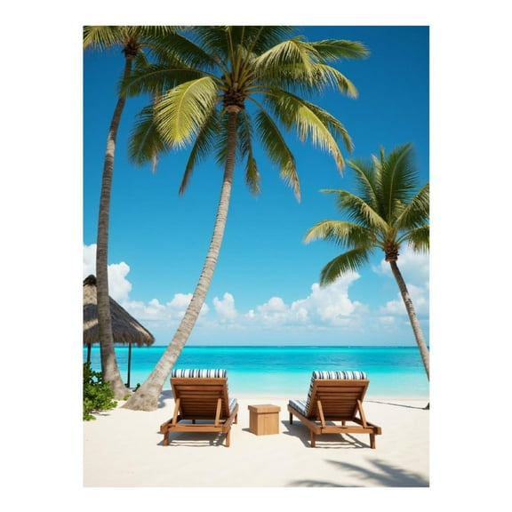 Diamond Art Kit for Adults, Tropical Paradise Beach Chairs Ocean Diamond Painting for Adults Beginners, DIY Diamond Art Painting Kits, 5D Diamond Painting Crafts for Home Decor 12x16 Frameless
