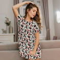 thumbnail image 3 of Naloa Christmas Cat Print Women Nightgowns,Womens Loungewear,Short Sleeve Sleepwear,Comfy Ladies Nightdress, 3 of 6