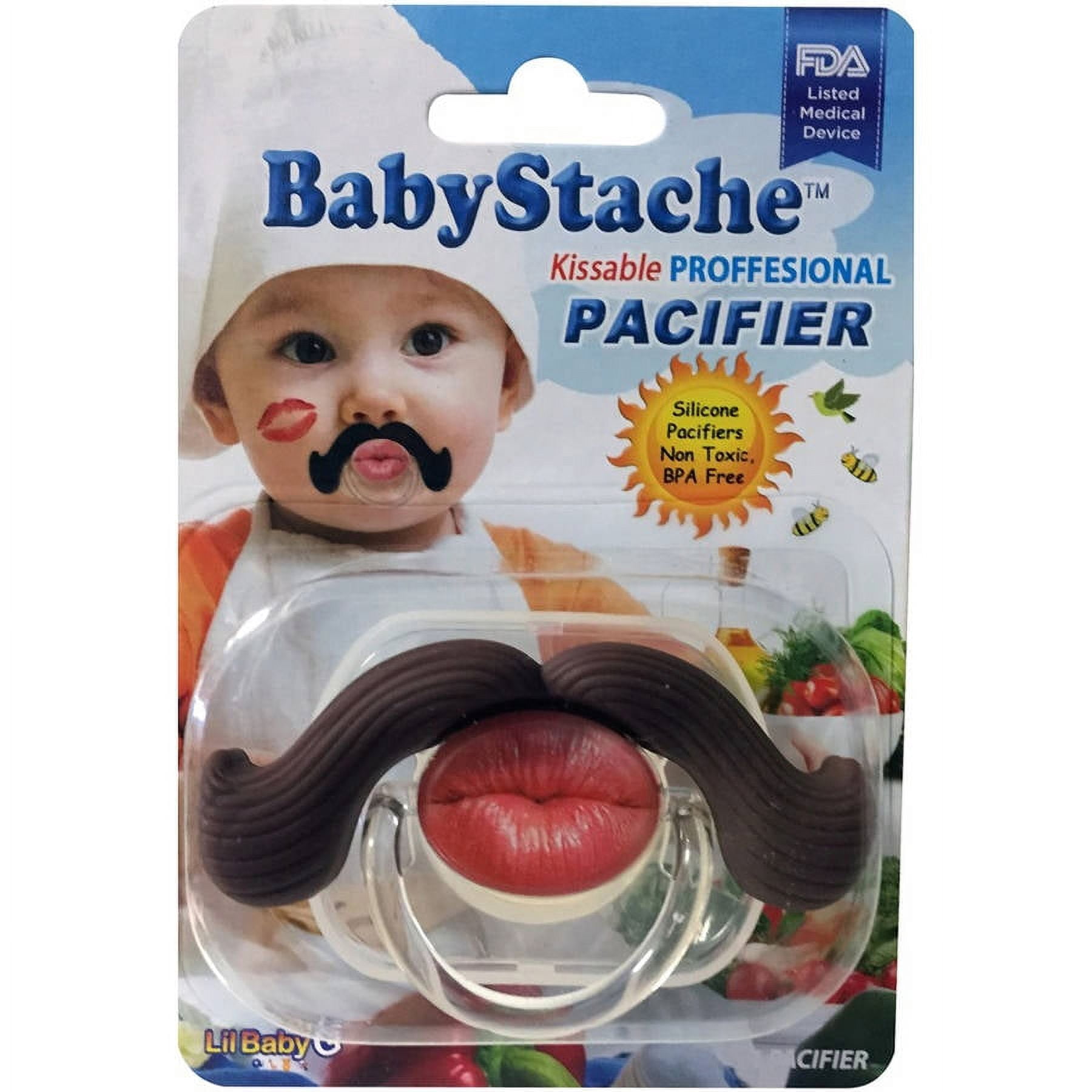 BabyStache Kissable Professional Pacifier, Brown