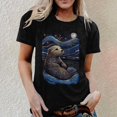 thumbnail image 3 of Cute Otter Starry Night Graphic Tees for Women 2026 Summer Casual Short Sleeve Crewneck Aesthetic T Shirts, 3 of 5