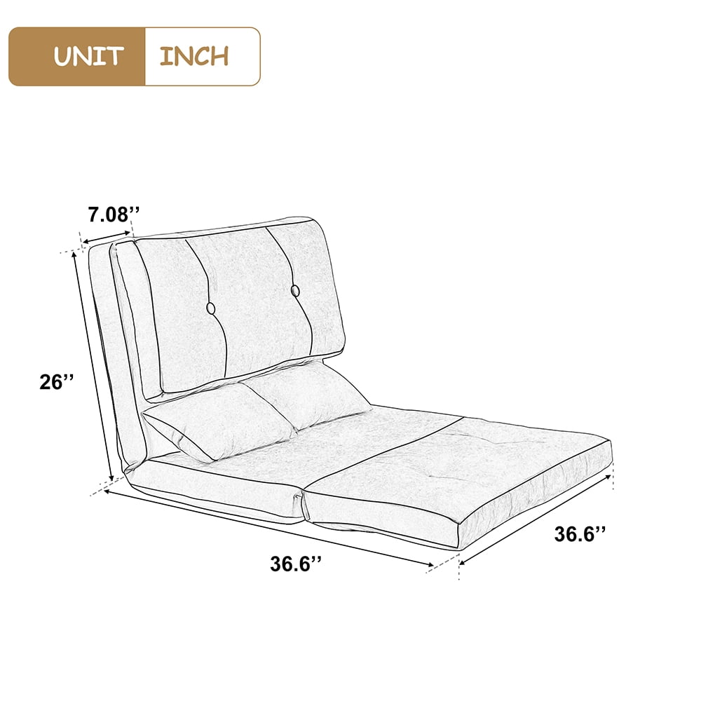 Kepooman Adjustable Folding Leisure Sofa Bed with Two Pillows for Living Room, Brown Kepooman Adjustable Folding Leisure Sofa Bed with Two Pillows for Living Room, Brown