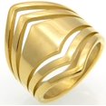 thumbnail image 3 of Stainless Steel Chevron Style Chunky Wrap Statement Promise Anniversary Birthday Festival Party Ring, 3 of 7