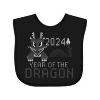 Inktastic Pixel Style Year of the Dragon 2024 Boys or Girls Baby Bib