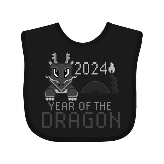 Inktastic Pixel Style Year of the Dragon 2024 Boys or Girls Baby Bib