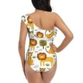 thumbnail image 5 of Picia Tiger Lion Pattern Women's One Piece Swimsuits,One Shoulder Swimwear Asymmetric ,Ruffle Monokinis Bathing Suits,High Waisted Flattering Bathing Suits-Medium, 5 of 8