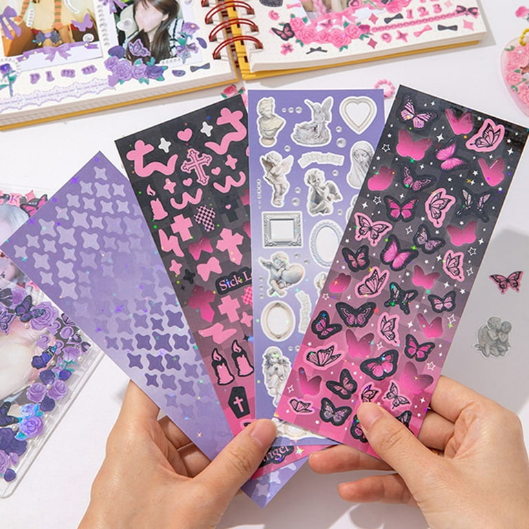 Glitter Scrapbook Sticker Set- 30Pcs/Set, Butterflies Flowers Numbers  Letters Love Heart, DIY Kpop Photocard Planner Journal Decal, Student  Supplies 