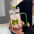 thumbnail image 4 of Tasse en Verre Transparent Carrée en Forme de Nœud avec Couvercle et Poignée Adaptée pour Filles Tasse à Café Chauffante, 4 of 6