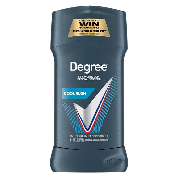 Degree Men Antiperspirant Deodorant 72-Hour Sweat and Odor Protection Cool Rush Antiperspirant For Men With Body Heat Activated Technology, 2.6 oz