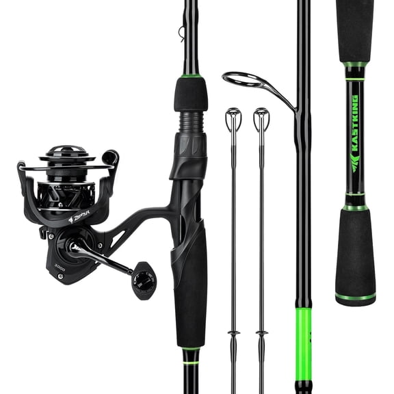 KastKing Spinning Fishing Rod and Reel Combo, 6'0" Light/Medium Light Dual Tip IM6 Graphite Rod, Size 2000 Reel, Freshwater Zephyr