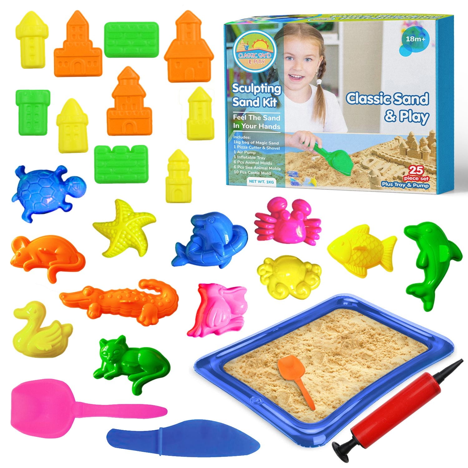 Sand Play Starter Set with Inflatable Tray & 5.5 lb Kinetic Sand