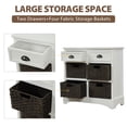 thumbnail image 3 of MODERNLUXE Armoire de Rangement Rustique avec 2 Tiroirs et 4 Paniers Classiques en Rotin, Buffet Bahut en Bois pour Entrée, Salle à Manger, Salon, Blanc, 3 of 8