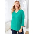 thumbnail image 4 of Jessica London Women's Plus Size Stretch Cotton V-Neck Tee, 4 of 6