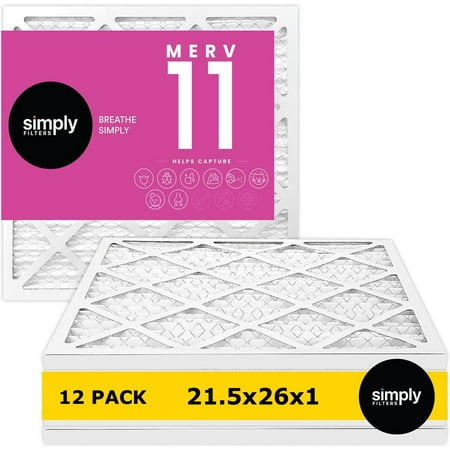 

Simply Filters 21.5x26x1 MERV 11 MPR 1000 AC Furnace HVAC Air Filter (12 Pack)