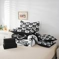 thumbnail image 6 of Homewish Teens Girls Female Cartoon Bowknot Bedding Comforter Set 7-Piece,Black White King Bedding Sets,Plaid Love Heart Ultra Soft Bed Sheets,Breathable Home Decor,Reversible, 6 of 8