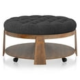 thumbnail image 4 of Furniture of America Brynn Tufted 1-Shelf Fabric Natural Tone and Dark Gray Ottoman Coffee Table, 4 of 6