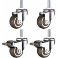 thumbnail image 1 of Ruedas giratorias de goma de resistencia industrial, vástago roscado M8, para carros, mesas y muebles, rueda de 1,5", diámetro de rosca de 8 mm, longitud de 20 mm, 2 con freno + 2 sin, 1 of 5