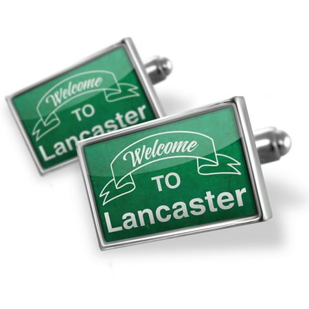 Lancaster Cufflinks - Cufflinks Green Sign Welcome To Lancaster - NEONBLOND