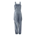 thumbnail image 3 of AherBiu Plus Size Cargo Jumpsuits for Women Sleeveless Suspender Rompers Belted Waist Classic Overalls, 3 of 4