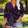 thumbnail image 2 of Womens Plus Size Tops Casual 3/4 Sleeve Casual Printed V-Neck Blouse Fashionable And Comfortable Top Business Casual Outfits Blouses Clothes (Size:L-5XL), 2 of 5