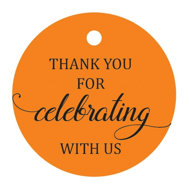 100 Pcs Personalized Round Paper Tags - Thank You For Celebrating With Us Wedding Favor Gift Hang Tags Circle